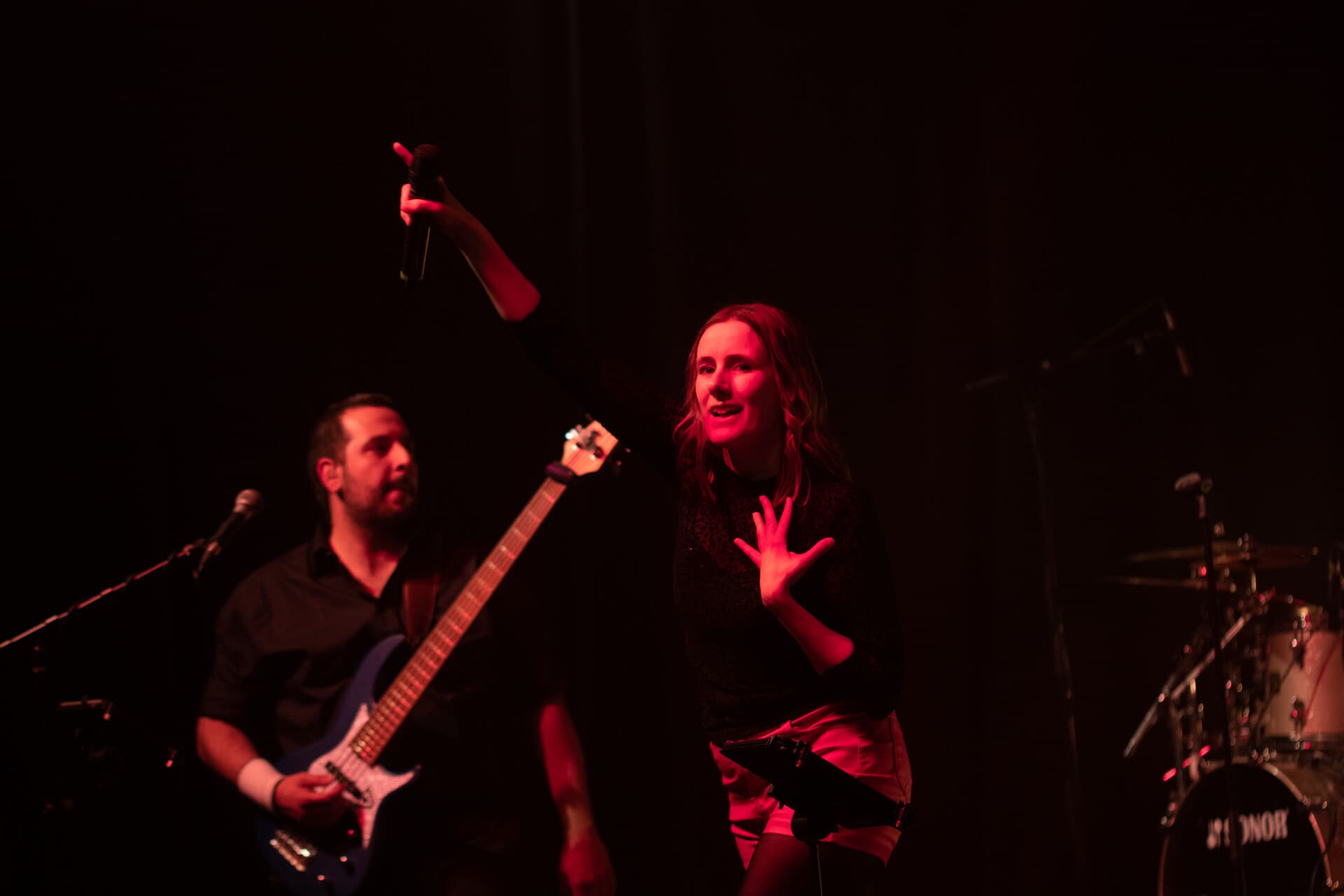 Sängerin und Bassist in Aktion
